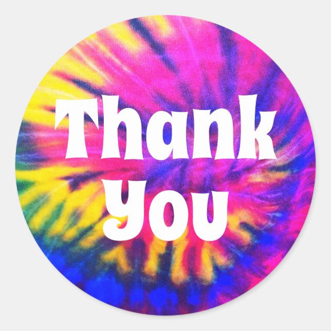 Pegatina Redonda Girona Hot Pink Tie-Dyed Gracias (Anverso)