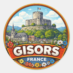 Pegatina Redonda Gisors Francia 