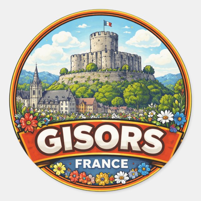 Pegatina Redonda Gisors Francia  (Anverso)