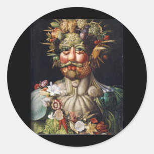 Pegatina Redonda Giuseppe Arcimboldo Hombre Verduras (Vertumnus)