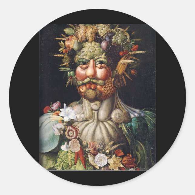 Pegatina Redonda Giuseppe Arcimboldo Hombre Verduras (Vertumnus) (Anverso)