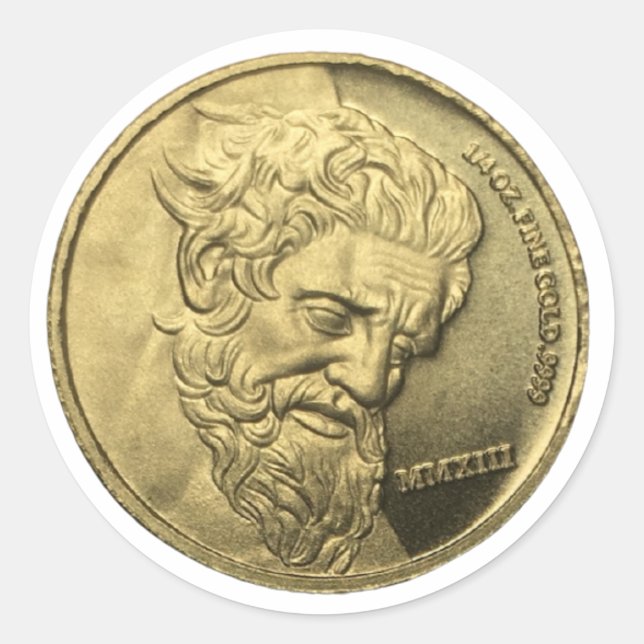 Pegatina Redonda Give Me the Gold (Anverso)