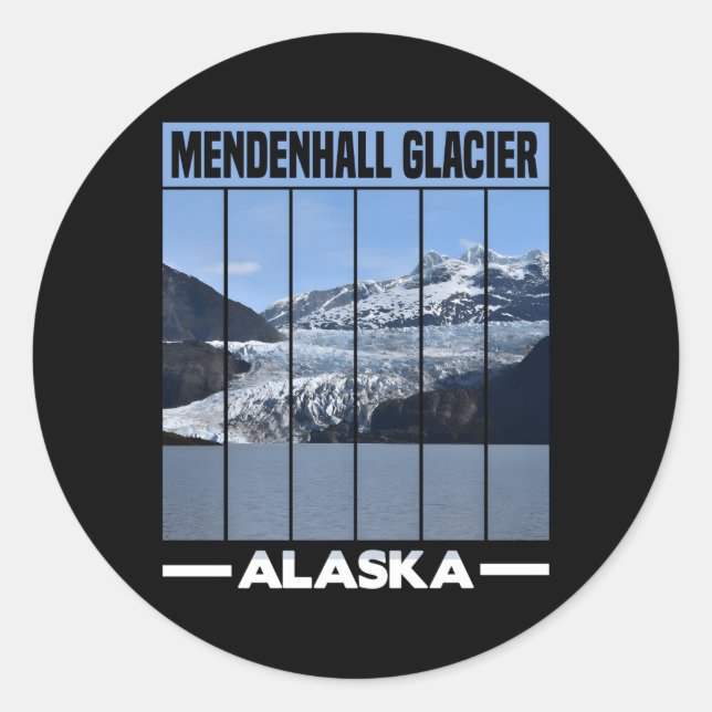Pegatina Redonda Glaciar Denhall Alaska (Anverso)