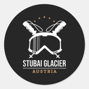 Pegatina Redonda Glaciar Stubai austria resort de esquí esquí vinta