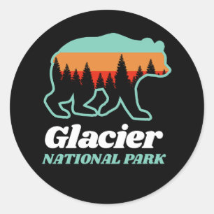 Pegatina Redonda Glacier National Park Bear Senking Camping Gift