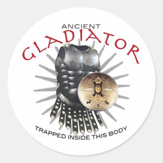 Pegatina Redonda Gladiador antiguo