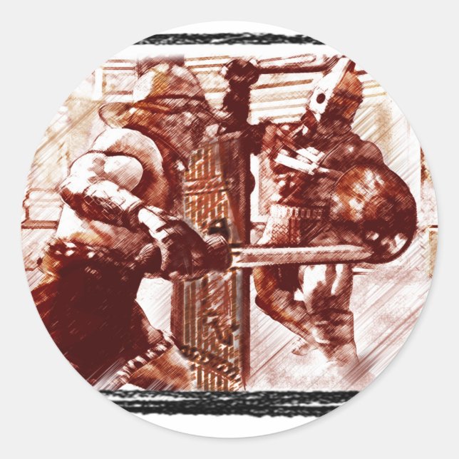 Pegatina Redonda Gladiadores de Arena (Anverso)