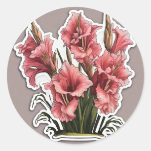 Pegatina Redonda Gladiolus elegante: elegancia en cada Petal