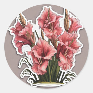 Pegatina Redonda Gladiolus elegante: elegancia en cada Petal