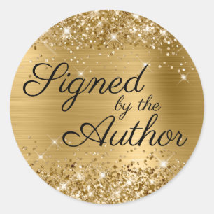 Pegatina Redonda Glam de oro Purpurinoso firmado por el autor