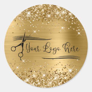 Pegatina Redonda Glam de oro Purpurinoso para su logotipo