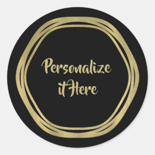 Pegatina Redonda Glam dorado y anillos negros (cualquier color) Gla