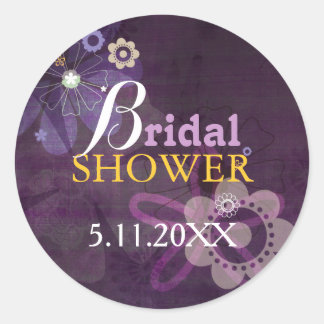 Pegatina Redonda Glam Floral Purple Briple Shower