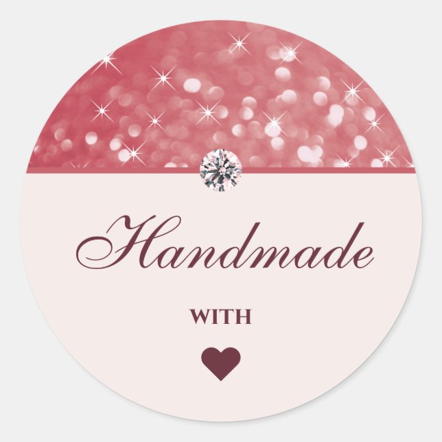 Pegatina Redonda Glam Girly Purpurina rosado Estrellas hechas a man (Anverso)