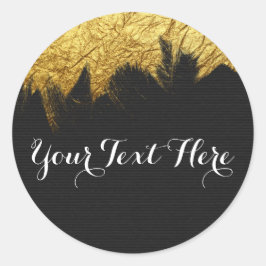 Pegatina Redonda Glam Gold Paint on Black - Moderno Boutique estilo
