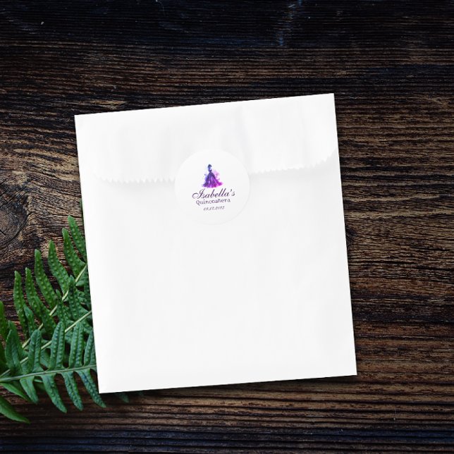 Pegatina Redonda Glam Quince gótico (Announce your special day in captivating style with Gothic Glam Quinceañera Classic Round Sticker.)