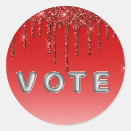 Pegatina Redonda Glam Red Glitter Drip 