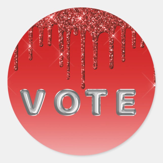 Pegatina Redonda Glam Red Glitter Drip  (Anverso)