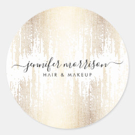Pegatina Redonda Glam Script Gold Confetti Rain