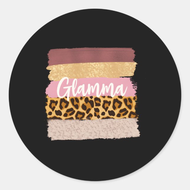 Pegatina Redonda Glamma Glam Mamáes Nana Leopard (Anverso)