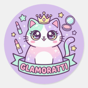 Pegatina Redonda Glamoratti Gato