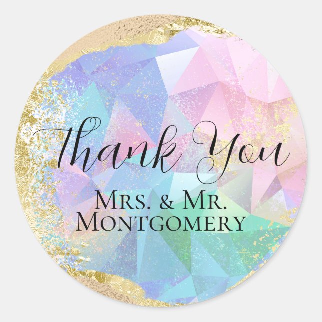 Pegatina Redonda Glamoroso Ópalo con oro (Anverso)