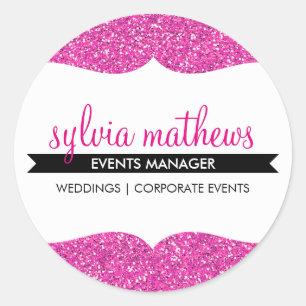 Pegatina Redonda GLAMOROUS SEAL elegante purpurina brillo rosa bril