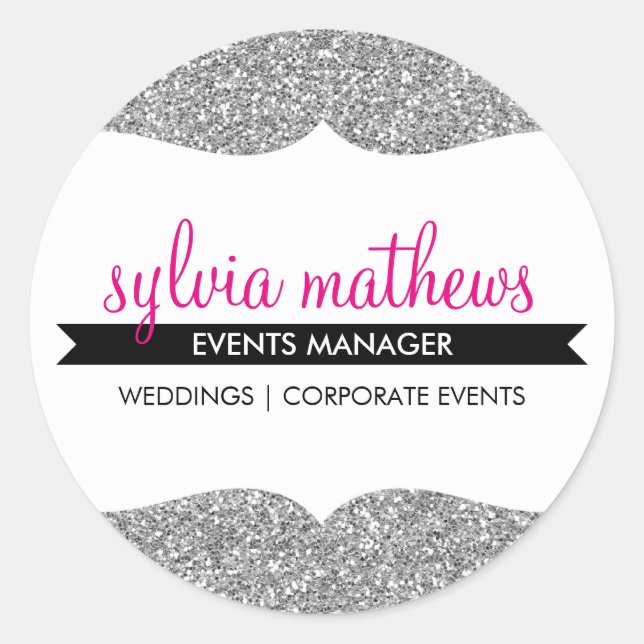 Pegatina Redonda GLAMOROUS SEAL elegante purpurina chispeante rosa  (Anverso)