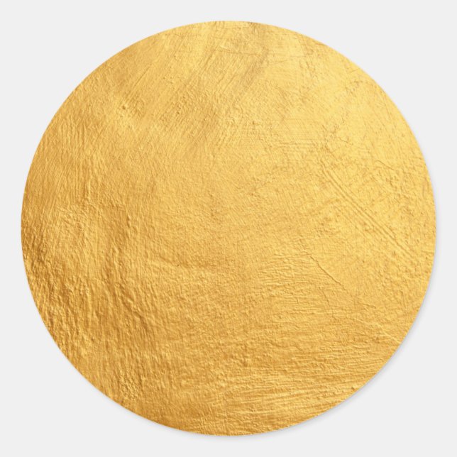 Pegatina Redonda Glamour Faux Gold Plantilla en Blanco Elegante Chi (Anverso)