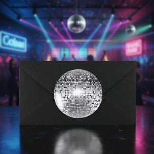 Pegatina Redonda Glamour Fiesta de bola de plata disco