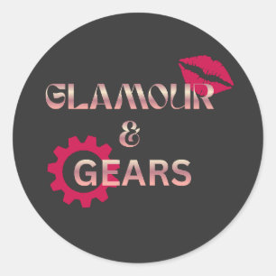 Pegatina Redonda Glamour & Gears Humor Femenino de Mecánica