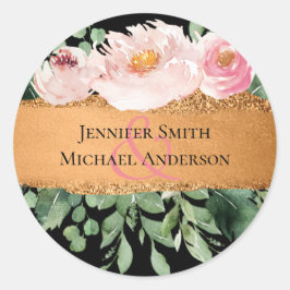 Pegatina Redonda Glamour Girly Boda Rosa de presupuesto de LeahG