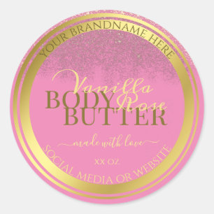 Pegatina Redonda Glamour Producto rosa Etiquetas de embalaje marco