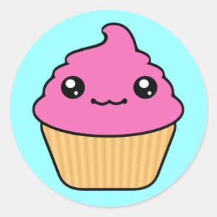 Pegatina Redonda Glaseado de Chicle Cupcake Redondo Kawaii