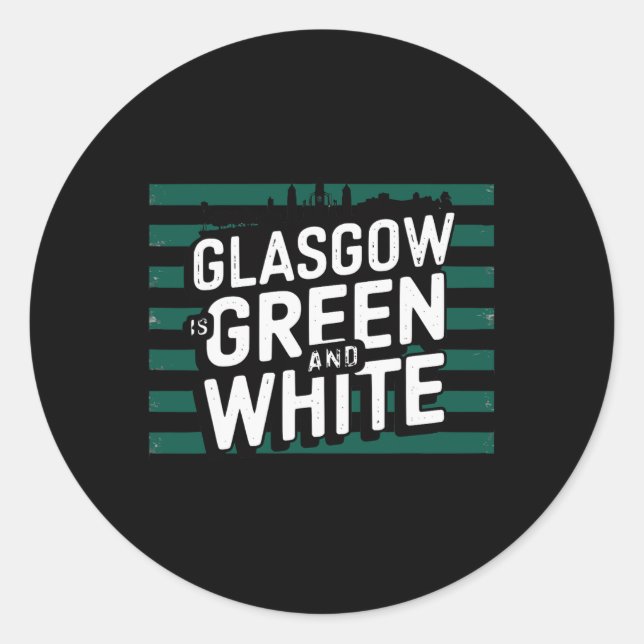 Pegatina Redonda Glasgow Es Verde Y Blanco (Anverso)