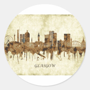 Pegatina Redonda Glasgow Scotland Cityscape