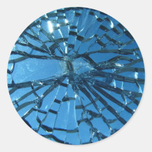 Pegatina Redonda Glass azul roto