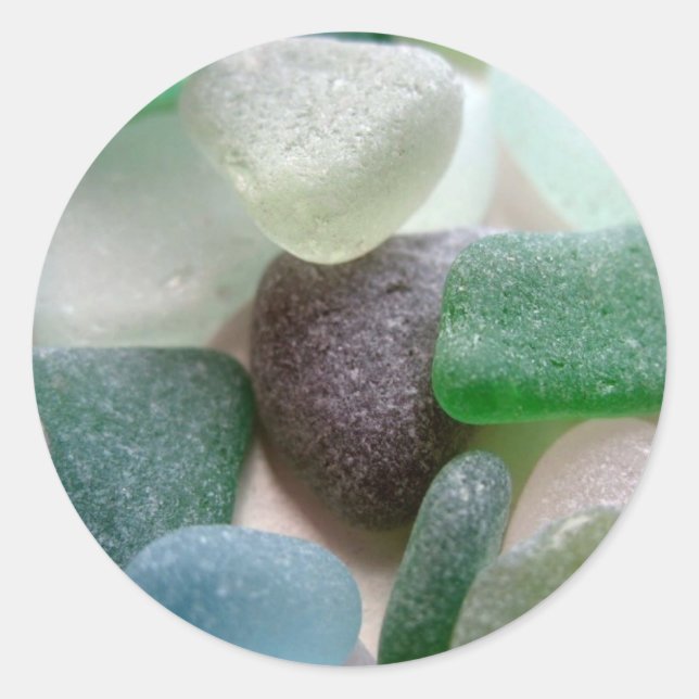 Pegatina Redonda Glass azul y verde del mar (Anverso)