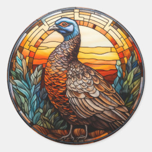 Pegatina Redonda Glass dulce Sed Pheasant Hen