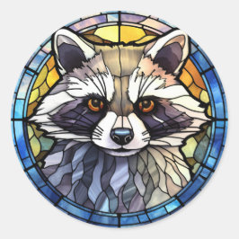 Pegatina Redonda Glass Frisky Raccoon dulce