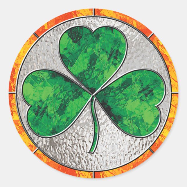 Pegatina Redonda Glass Shamrock (Anverso)