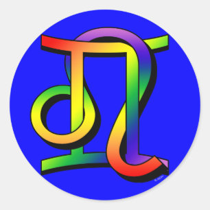 Pegatina Redonda GLBT Gemini y Leo