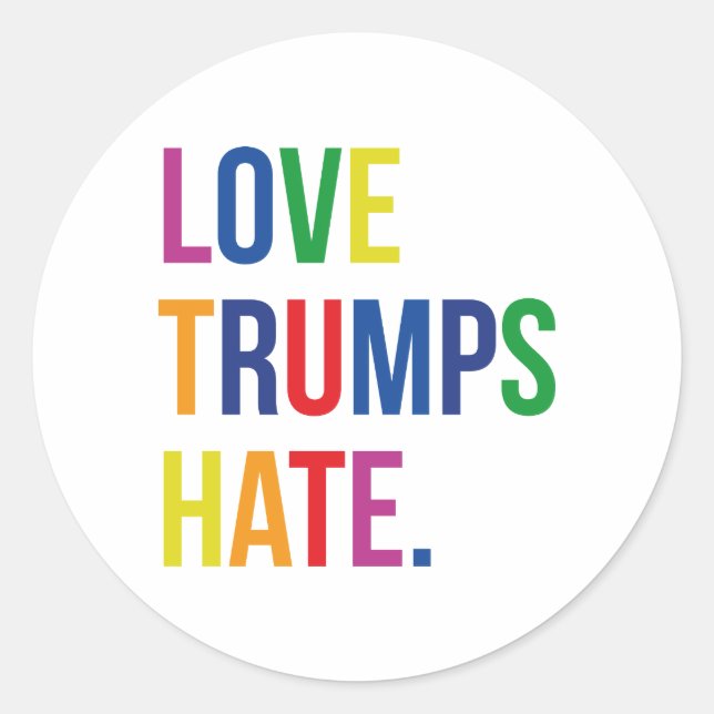 Pegatina Redonda GLBT Love Trump Hate (Anverso)