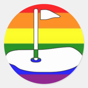 Pegatina Redonda GLBT Pride Adventure Golfing