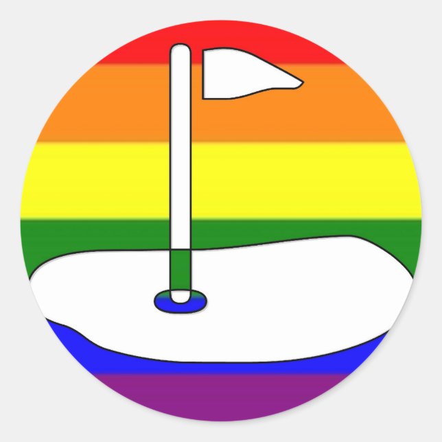 Pegatina Redonda GLBT Pride Adventure Golfing (Anverso)