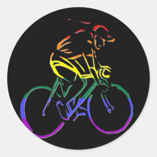 Pegatina Redonda GLBT Pride Bicyclist
