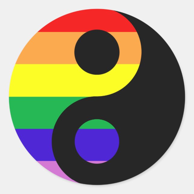 Pegatina Redonda GLBT Yin Yang (Anverso)