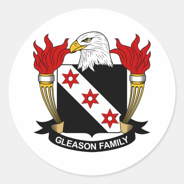 Pegatina Redonda Gleason Family Crest (Anverso)