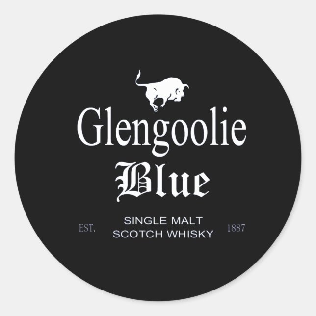 Pegatina Redonda Glengoolie Blue Scotch Whisky (Anverso)