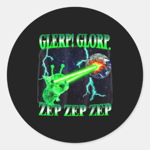 Pegatina Redonda Glerp Glorp Gato Alien Divertido Meme Gnarp Gato T